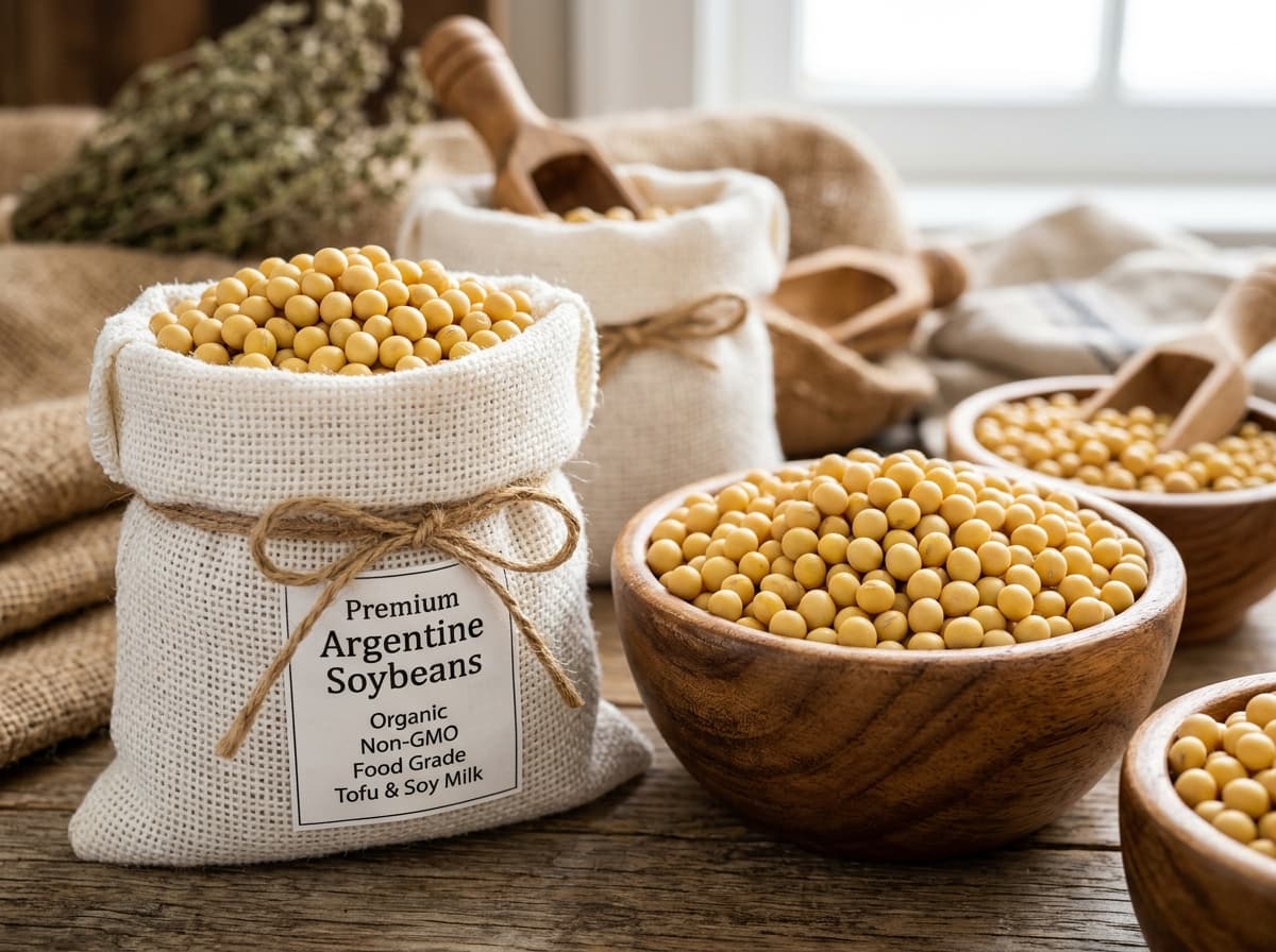 Clean, uniform Non-GMO Argentine food grade soybeans in export sack